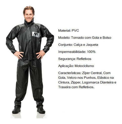 Capa De Chuva Masculina Pantaneiro Pvc Roupa Chuva Moto Boy