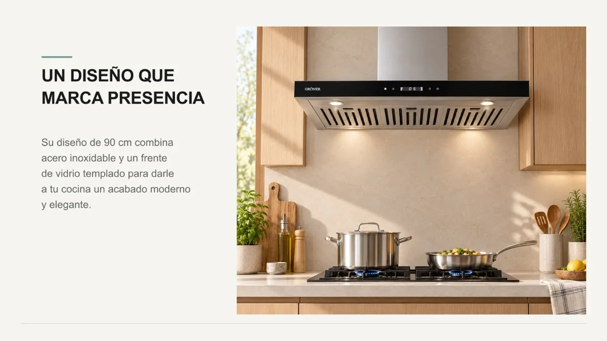 Diseño moderno y elegante de la campana Gröner QCH90