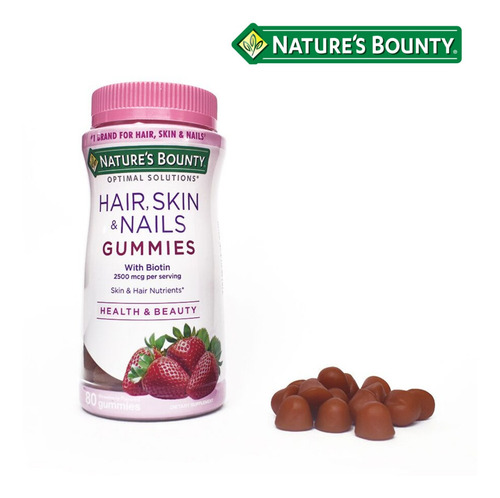 Imagen 1 de 3 de Natures Bounty Hair Skin & Nails Gummies X 80 Comp