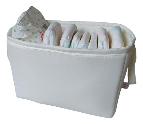 Porta Fraldas Cesto Creme Organiza Baby Minimalista