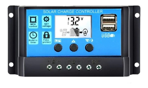 Controlador Carga Painel Solar 30a 12e24v Pwm Lcd Regulador