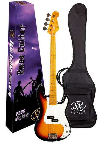 Contrabaixo Sx Precision Bass 4 Cordas Spb57 Sunburst Bag