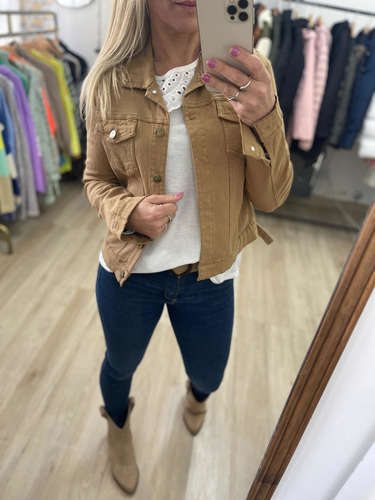 Imagen 8 de 8 de Campera De Jean Blanca Negra Rosa Verde Mujer The Big Shop