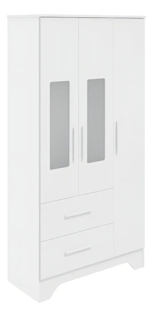Guarda Roupas Popy Peroba Infantil 3 Portas E Visor Branco