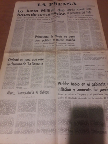 Diario La Prensa 11 11 1982 Malvinas Fmi Junta Militar Conce