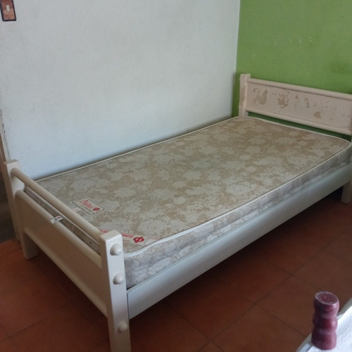 Cama Con Su Colchón Madera Pura 