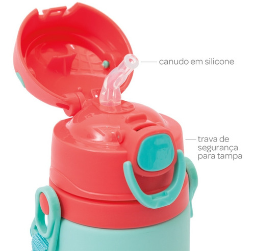 Imagem 4 de 10 de Garrafinha Infantil Alumínio C/ Canudo + Pote Térmico Buba