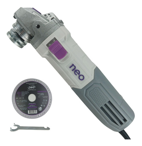 Amoladora angular Neo AA 1025 de 50 Hz/60 Hz color gris 1100 W 220 V + accesorio
