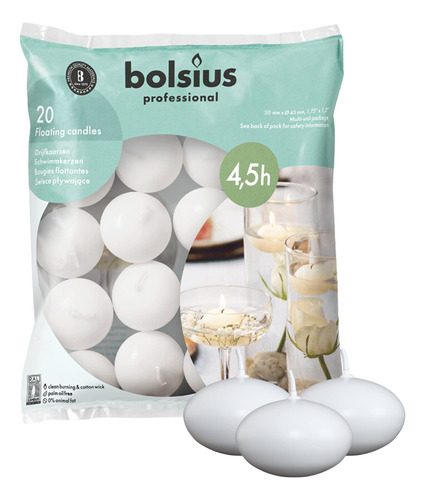 Bolsius Velas Flotantes Blancas De 1.75 Pulgadas, Juego De .