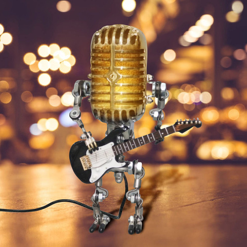 Lampara Escritorio Estilo Retro Microfono Robot Guitarra Luz