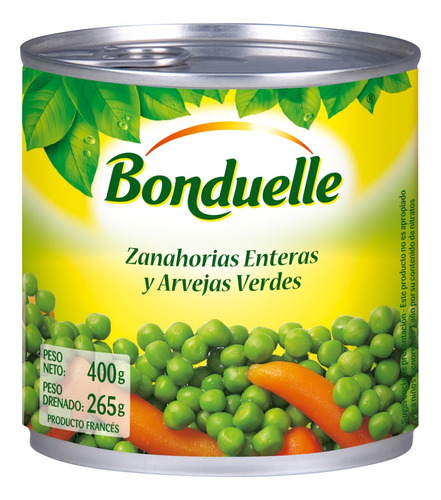 Zanahorias Enteras Y Arvejas Bonduelle 400 G. Francia