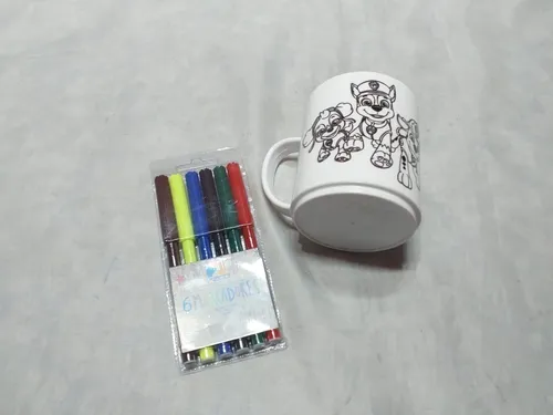 34 Tazas Plasticas Para Pintar + 6 Fibras Dia Niño Souvenir