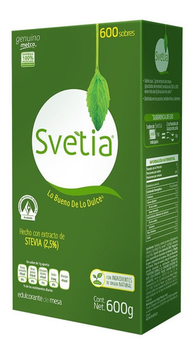 Svetia 600 Sobres De 1g Endulcorante Stevia Sustituto Azúcar