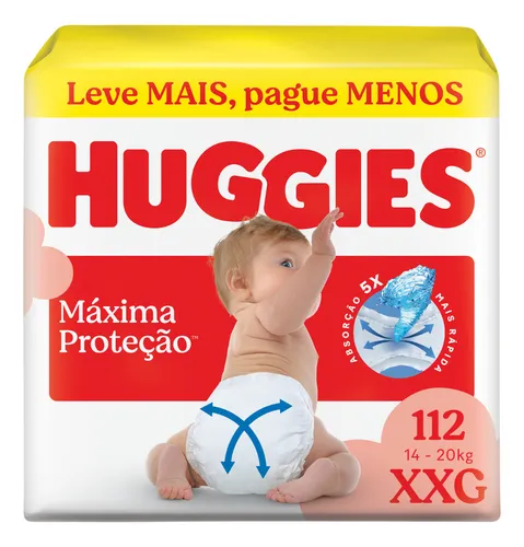Huggies Fralda Descartável Máxima Proteção XXG - 112 Un