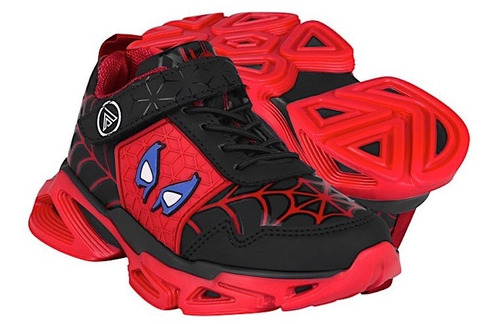 Tenis Casuales Niño Clasben Spider Simipiel Rojo