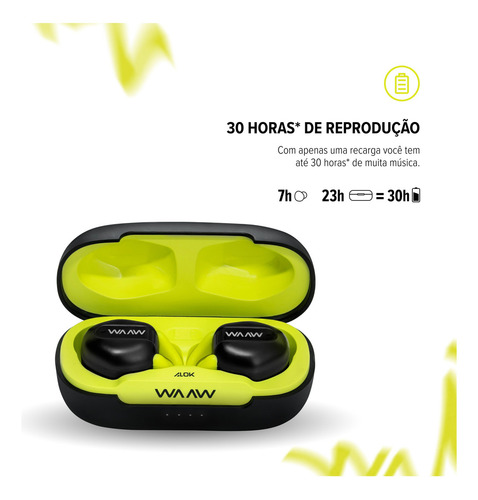 Fone De Ouvido Bluetooth Sport Waaw By Alok Move 200 Resistente À Água E 30 Horas De Autonomia