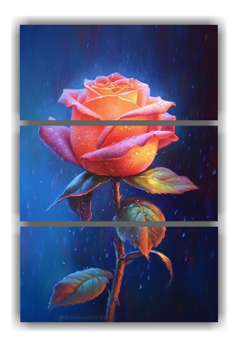 Tres Artes De Pared Acuarelas Rosas Culturar 60x90cm