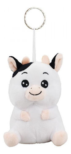 Chaveiro Vaca Branca De Pelúcia 17 Cm Cor Branco