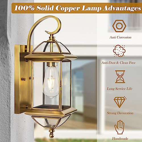 Lámpara Pared Exterior Oro Cobre De 18 Pulgadas - Lámpara De