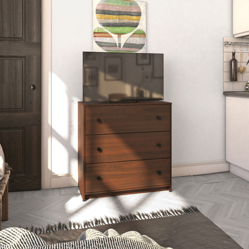 Cómoda - Modena, Mueble Armable Para Ropa De 3 Cajones Nogal Touch