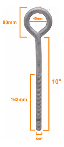 5/8 X 10puLG Perno Ojo Con 1-tuerca Cuadrada-27mm 1-placa-6x