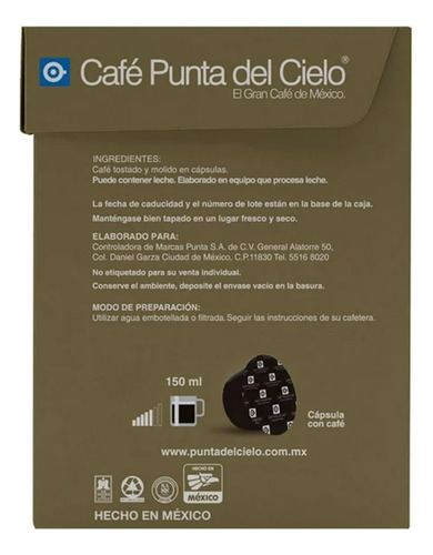Cápsulas De Café Punta Del Cielo Selección Profesional 16 Pz