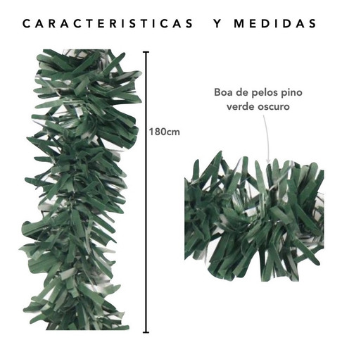 Imagen 2 de 10 de Boa Guirnalda Pino Verde Nevada 180 Cm Decoración Navidad