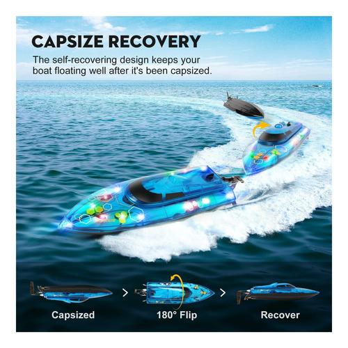 Zyerch Rc Boat Barco De Control Remoto Con Luz Led Para Y Rc