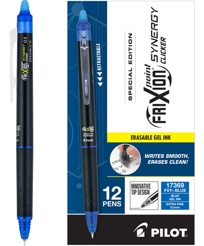 Rafo Tinta Gel Borrabl Retractil Punta Extrafina Azul Docena