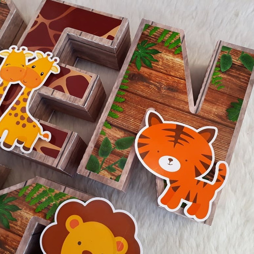 Letras 3d Animales De La Selva Bosque Candy Deco X5 20 Cm