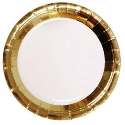 Plato Polipapel Borde Dorado 17cm X6 Unidades