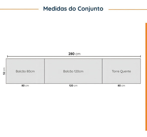 Cozinha Modulada 5 Peças Com Tampo 2 Aéreos 2 Balcões 1