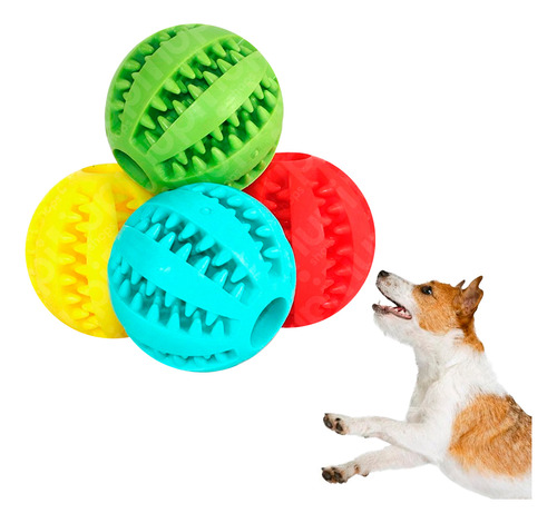 Pack X 5 Pelotas De Goma Tpr Limpia Dientes Para Perro 6 Cm