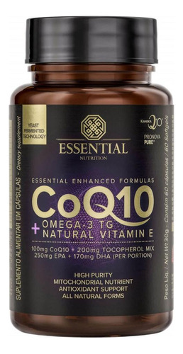 Coq10 + Ômega 3 Tg + Natural Vitamin E 60 Cápsulas Essential