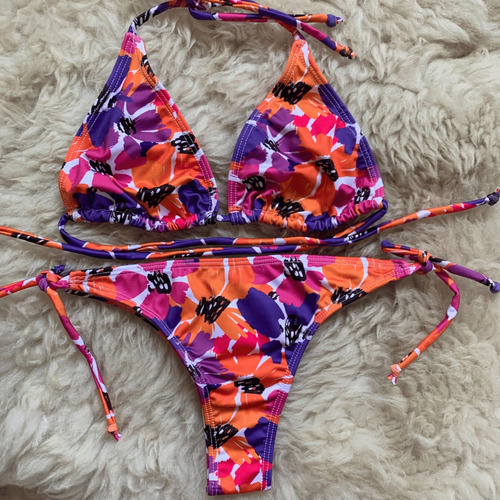 Bikini Triangulo Con Tiras Estampada