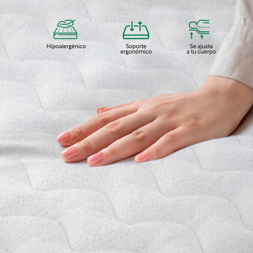 Base De Cama Abatible y Colchón Kingshouse BEDPLEGA-DUOSG20 Memory Foam 135x190x20 cm Con Resortes Pocket Matrimonial Box De Madera Cabecera Color Gris