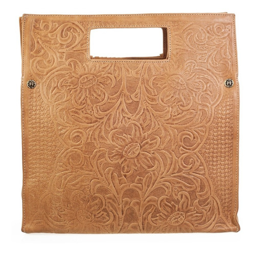 Imagen 4 de 7 de Bolso De Piel Tipo Frame Con Grabado Tipo Cincelado Bolsa