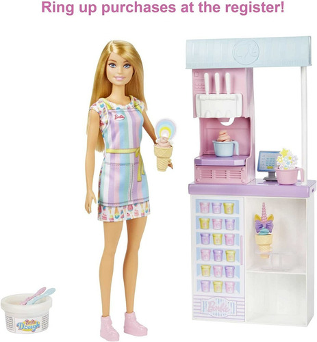 Barbie Mattel Tienda De Helados Muñeca Accesorios Masa Real