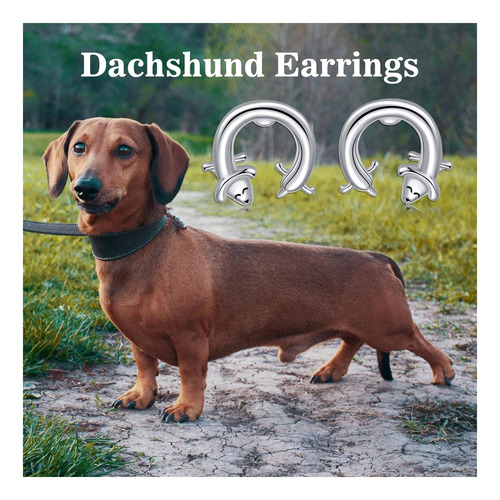 Zpmmpz Pendientes De Perro Salchicha De Plata De Ley 925, De