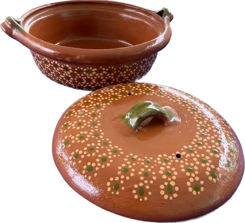 2 Cazuela Olla De Barro Con Tapa Tradicional Mexicana 1.5 Kg