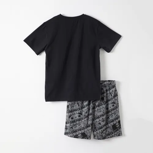 Pijama Corto Niño Personajes Negro One Piece