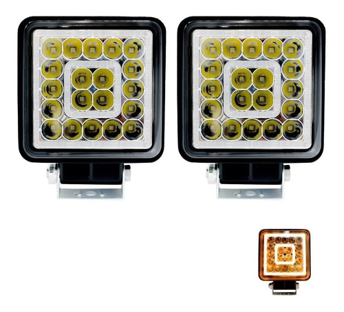 2 Faro Hiper Led Reversero 4 Pulgadas Blanco Ojo Ambar Base