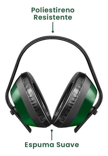 Orejeras Anti Ruido Aislador De Sonido 24db Jadever Color Verde