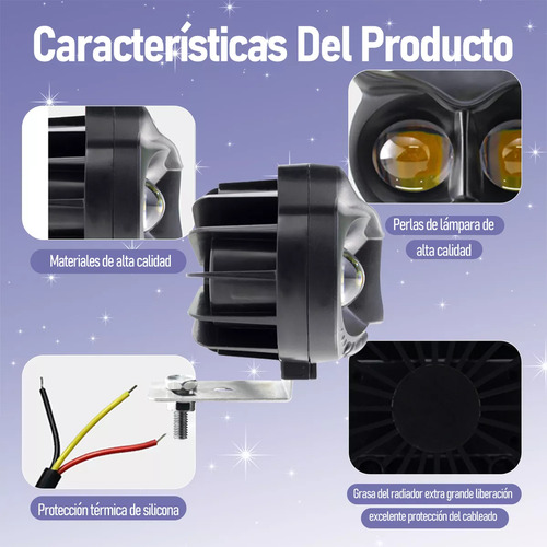 Par Faros De Lupa Led Luz De Moto Auto 5 Modos De Luz Color