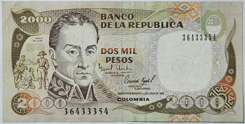 Billete 2000 Pesos 01/jul/1993 Colombia Vf