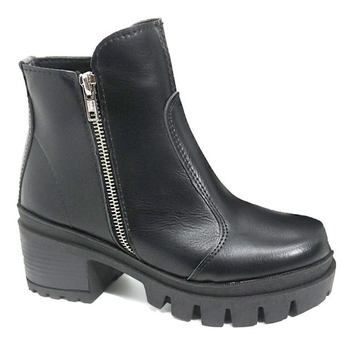 Bota Botineta Mujer Taco 6,5 Cm Borcego Doble Cierre Moda