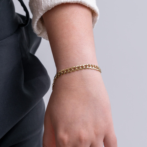 Pulseira Grumet De 6.0mm Em Ouro 10k Com Fecho Mola 20,0 Cm