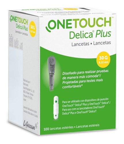 Imagen 1 de 1 de Lancetas One Touch Delica Caja Con 100 Lancetas