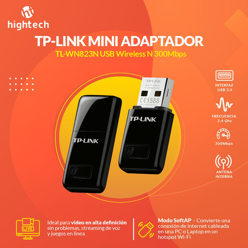 Adaptador Usb Tp-link 300mbps Wireless N Mini Tl-wn823n