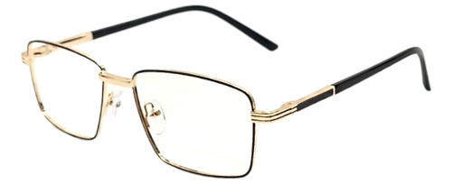 Lentes Fotocromáticos OBLACIV Ejecutivos Anti Luz Azul UV Armazón Negro Diseño Dorado
